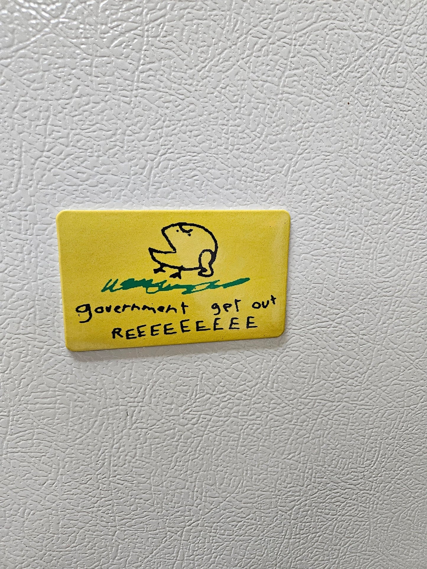 Lot of three Government get out reeeee Gadsden flag parody fridge magnet x3.   2x3.5" dimensions