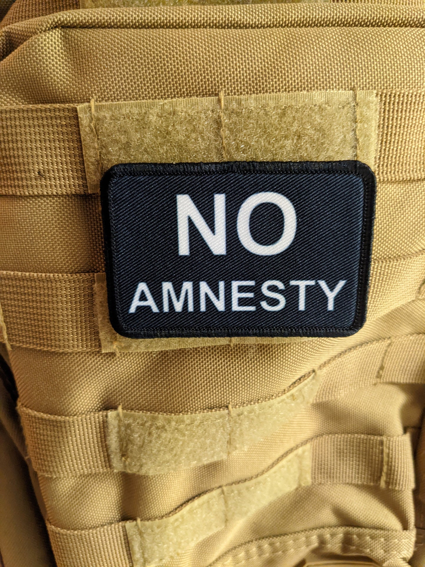 No amnesty we will not forget lockdowns  2"x3" morale patch with hook and loop backing military joke meme