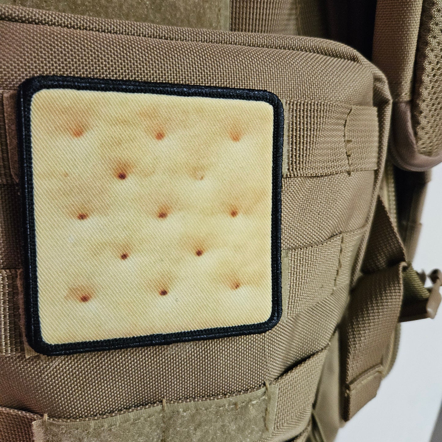Saltine cracker enthusiasts Morale patch 3x3" square patch  with hook and loop backing