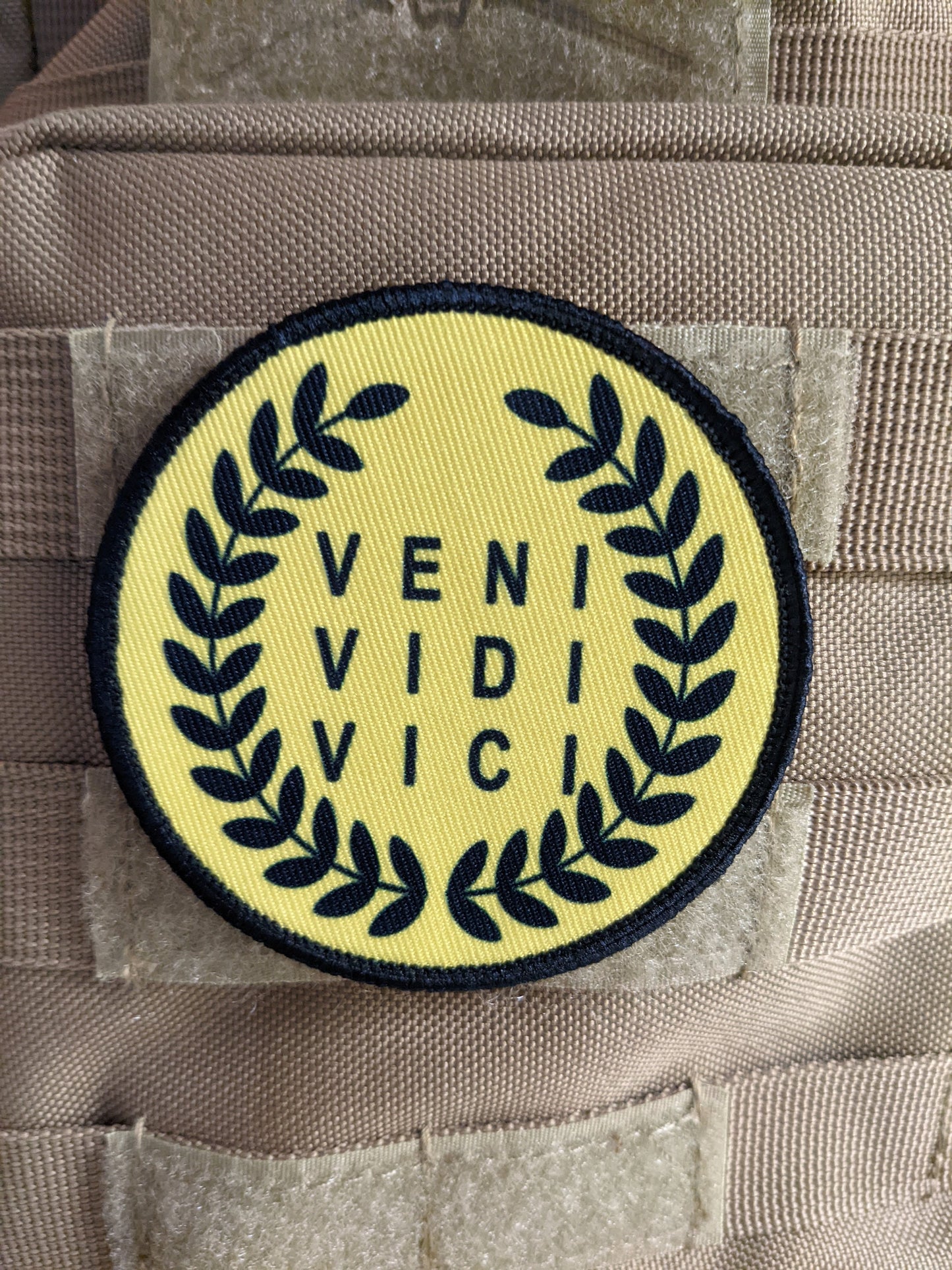 Veni Vidi Vici I came I saw I conquered 3" circle morale patch with hook and loop backing
