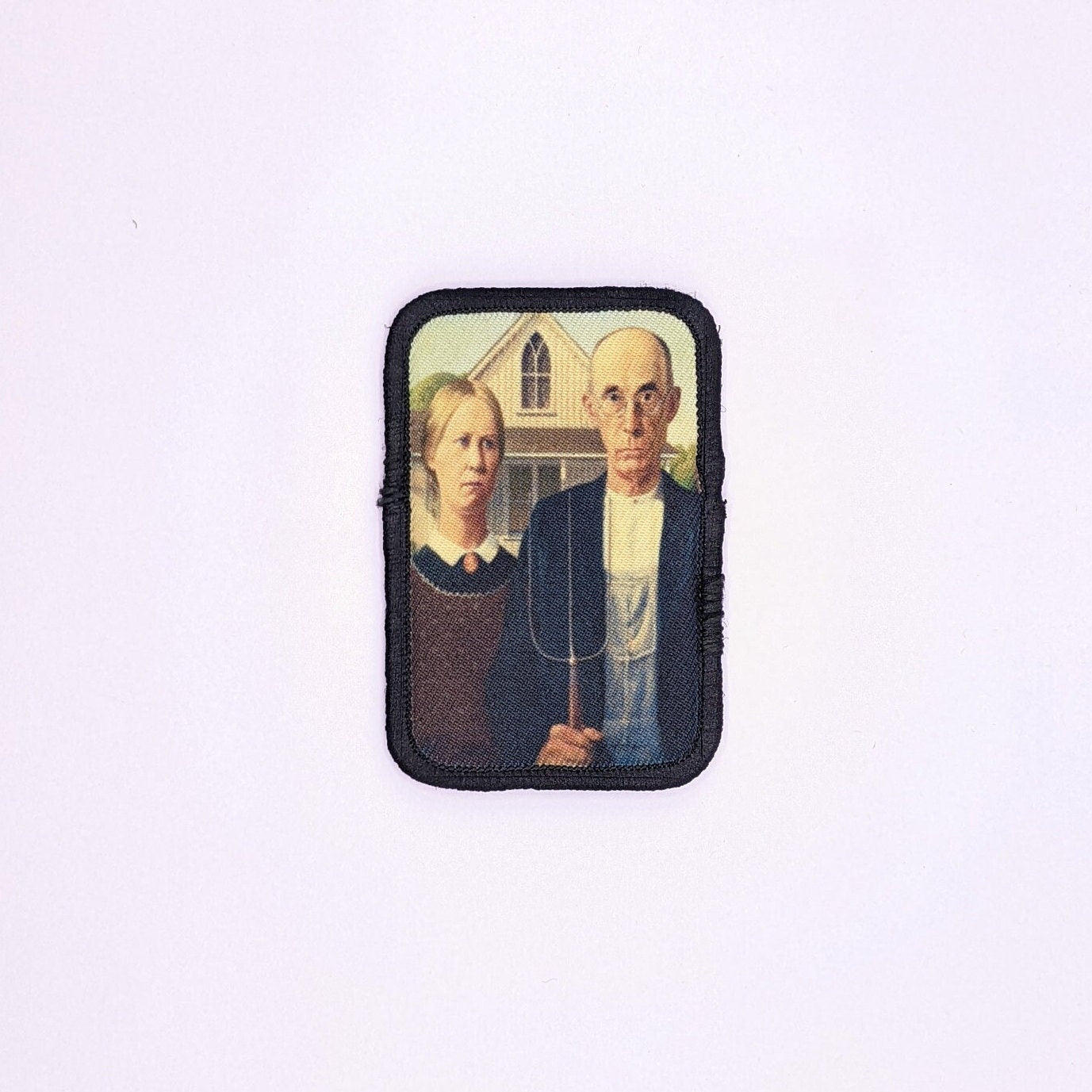 American Gothic classic art 2"x3"  removable morale patch with hook and loop backing