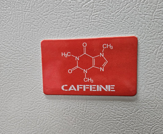 Caffeine molecule coffee enthusiast fridge magnet  2x3.5" dimensions