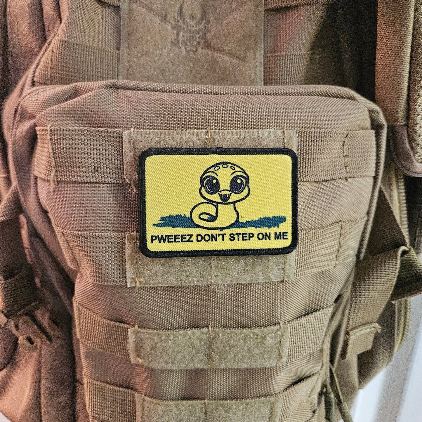 Cute anime pweeez dont step on me Gadsden flag meme  2"x3" removable morale patch with hook and loop backing