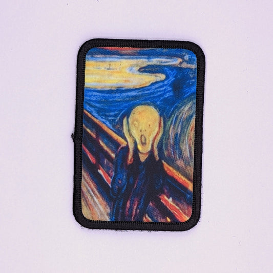 The scream 19th century art 2"x3" morale patch with hook and loop backing