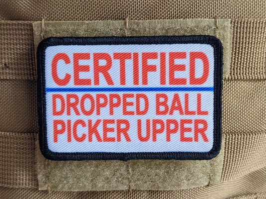 Certified dropped ball picker upper removable patch 2"x3" morale patch with hook and loop backing