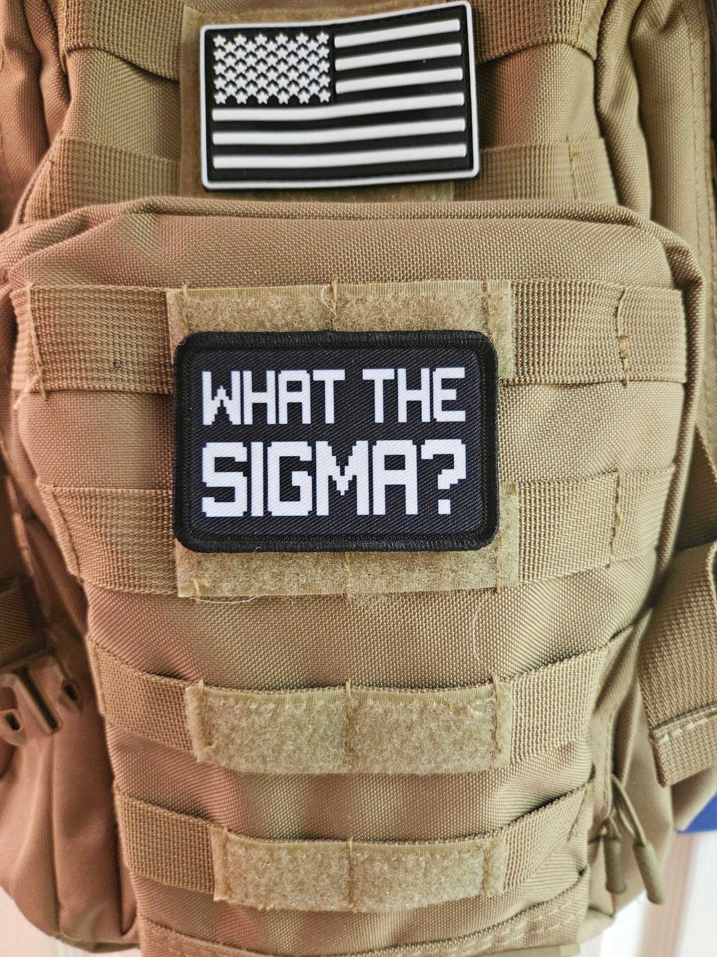 What the sigma meme  2"x3" morale patch with hook and loop backing