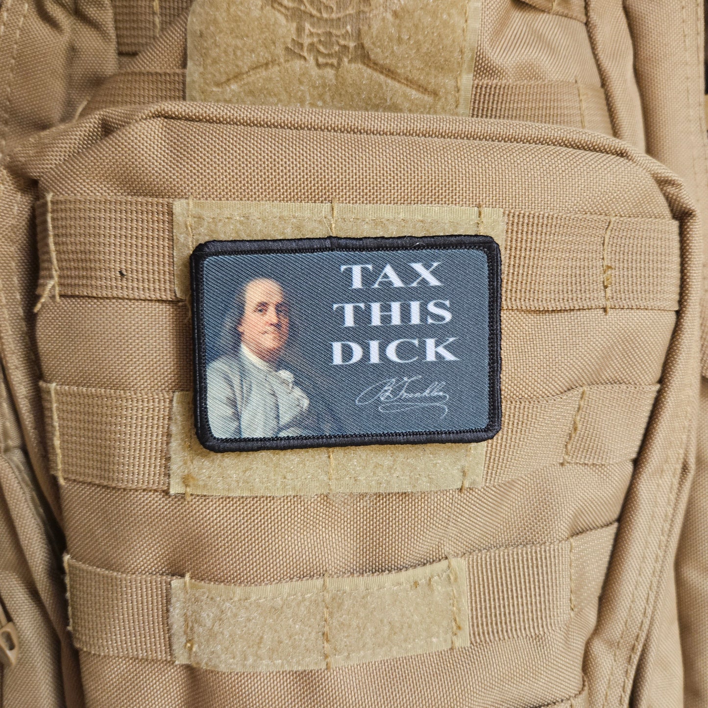 Tax this dick Ben Franklin meme funny 2"x3" removable morale patch with hook and loop backing