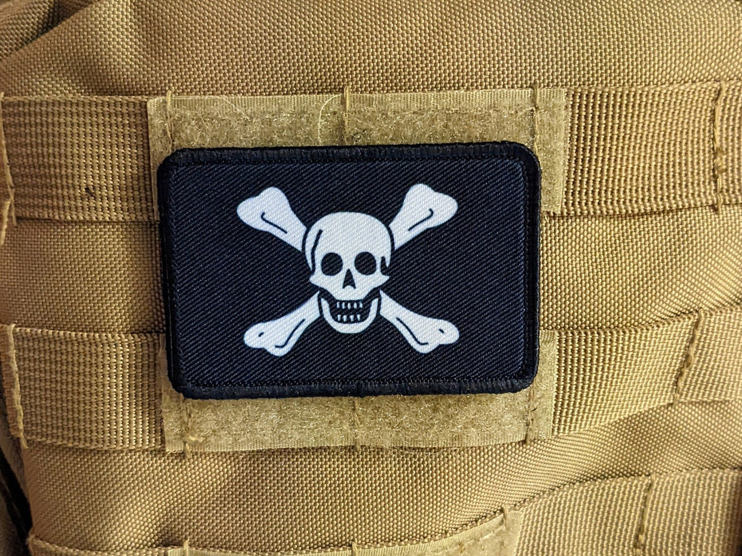 Richard Worley skull and crossbones  pirate flag pirate 2"x3" removable morale patch with hook and loop for hat