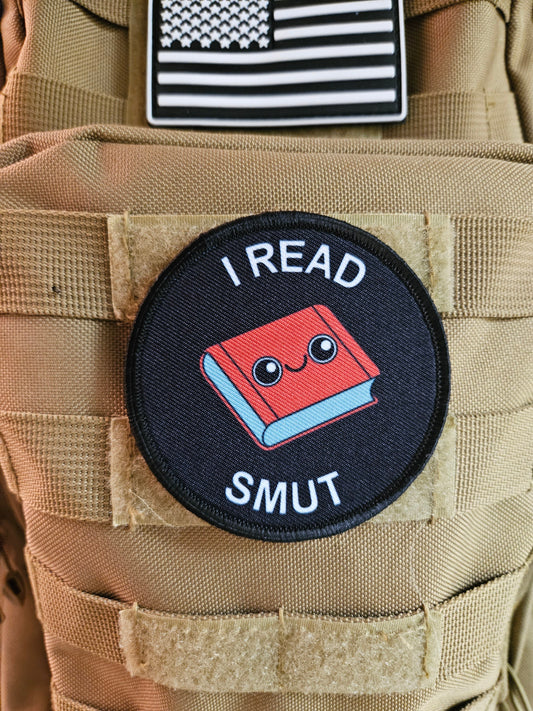 I read smut spicy books meme 3" circle removable morale patch with hook and loop backing