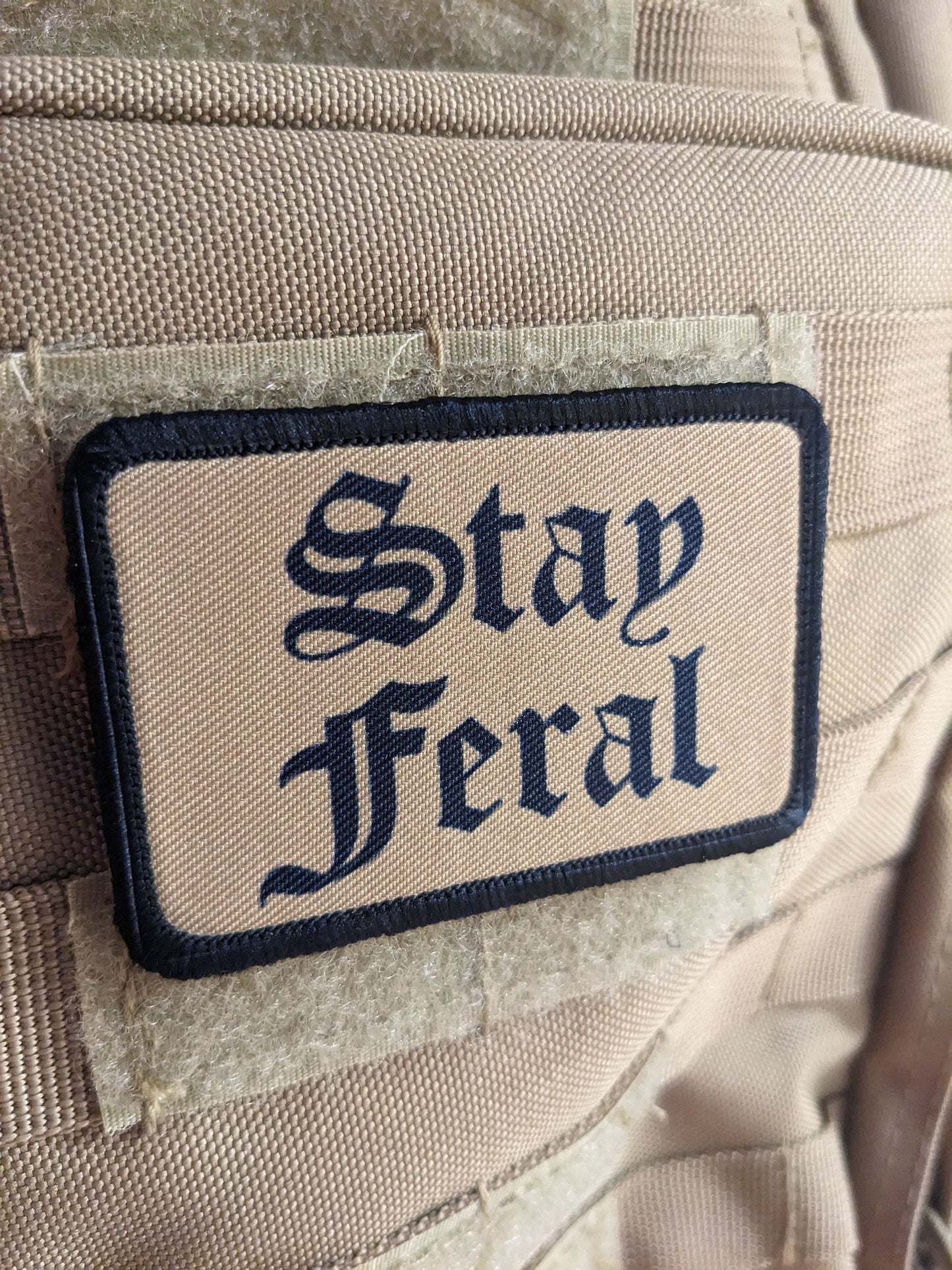 Feral girls and boys meme 2"x3" morale patch with hook and loop backing