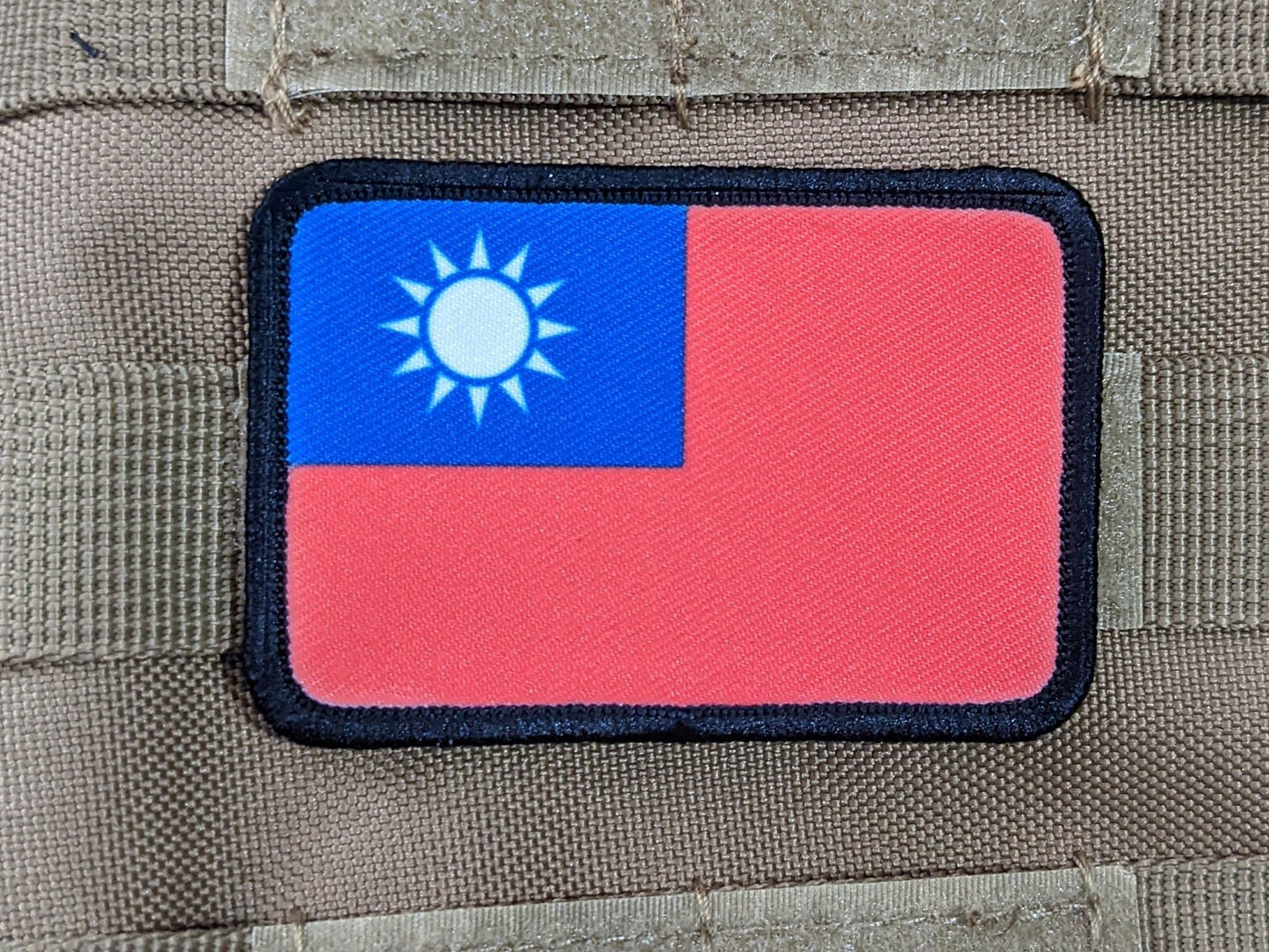 Taiwan Flag anti-ccp anti-communist support meme 2"x3" morale patch with hook and loop backing