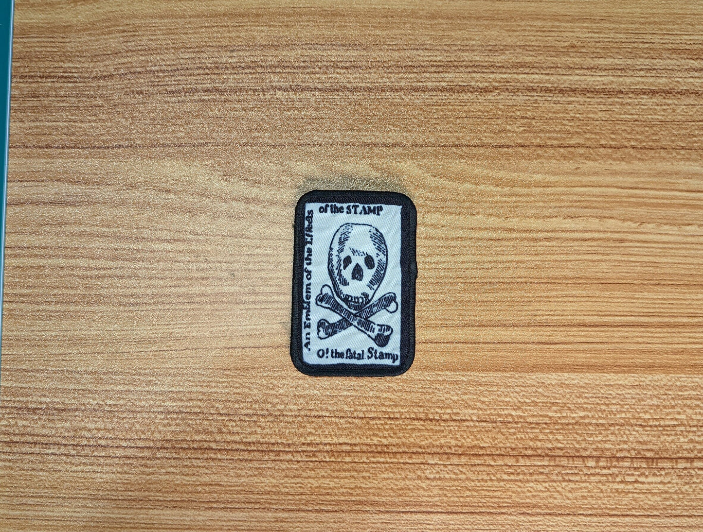 The Stamp Act history no taxation without representation 1776 2"x3" removable morale patch with hook and loop backing