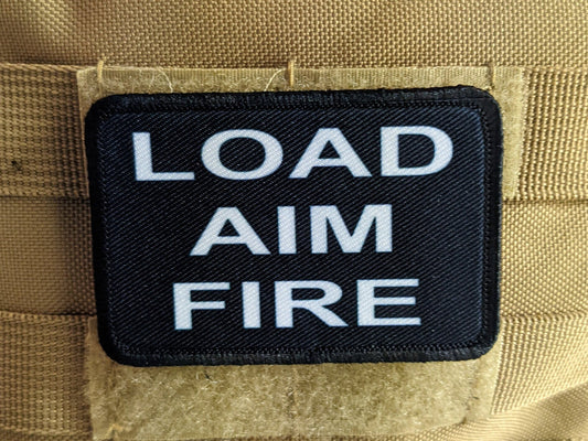 load aim fire 2nd amendment firearm enthusiast   2"x3" removable morale patch with hook and loop backing