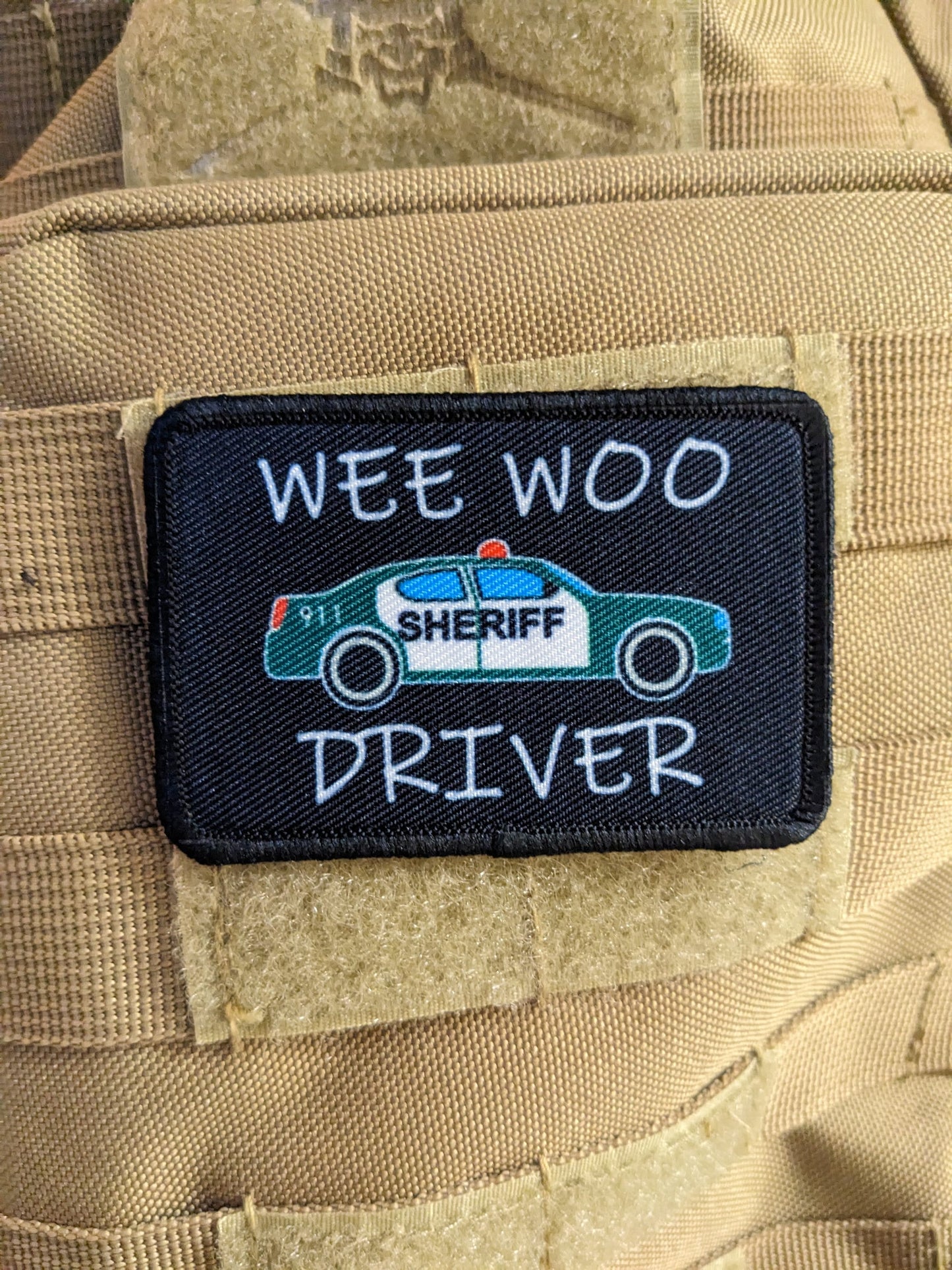 Florida version Wee woo driver sheriff department car driver funny 2"x3" removable morale patch with hook and loop backing