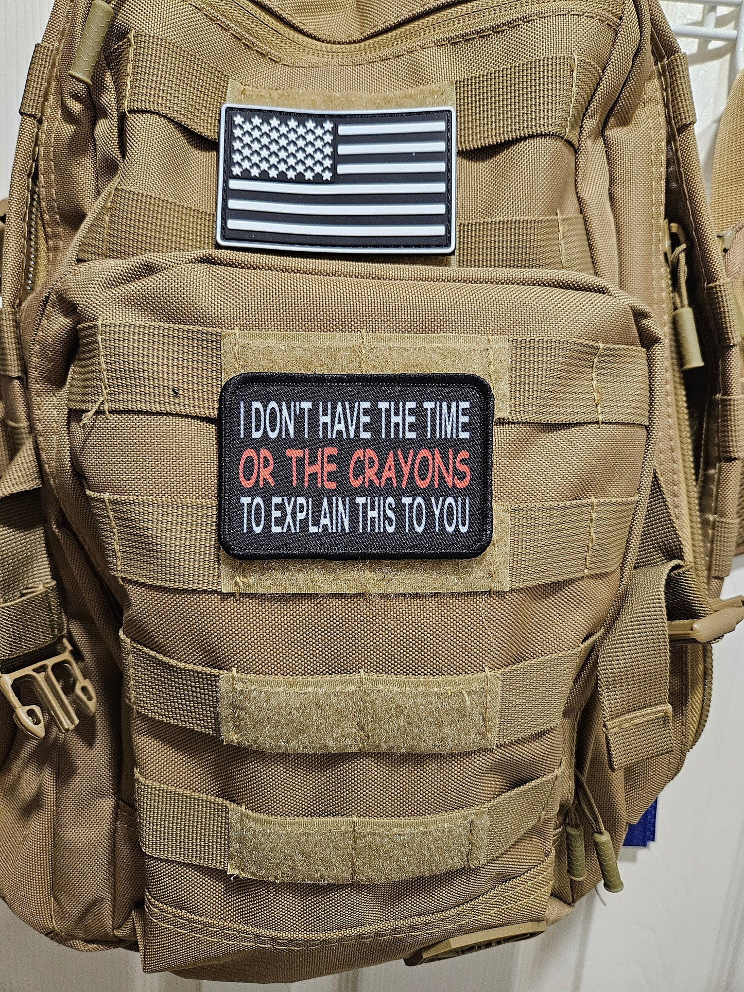 I don't have the time or the crayons to explain this to you 2"x3" removable morale patch with hook and loop backing