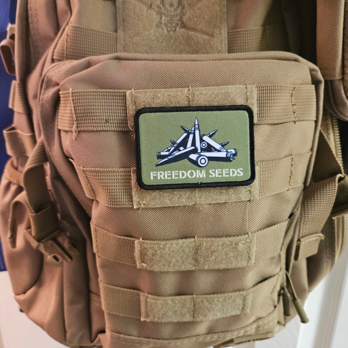 Freedom seeds meme  2"x3"  removable morale patch with hook and loop backing
