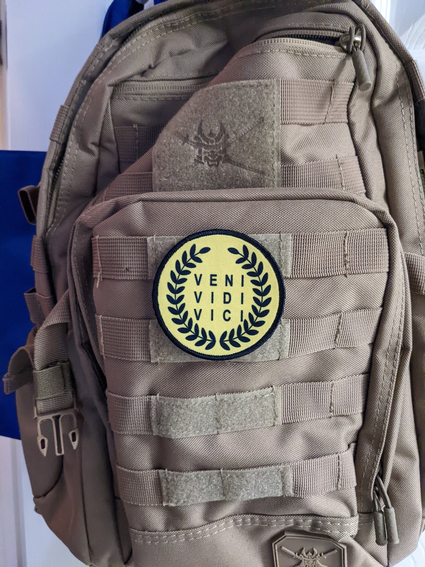 Veni Vidi Vici I came I saw I conquered 3" circle morale patch with hook and loop backing