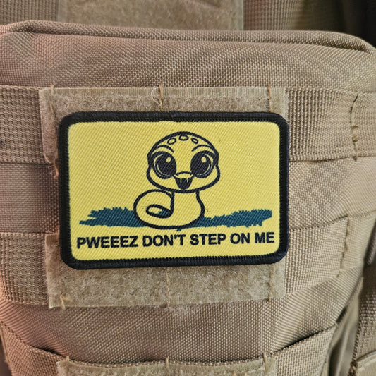 Cute anime pweeez dont step on me Gadsden flag meme  2"x3" removable morale patch with hook and loop backing