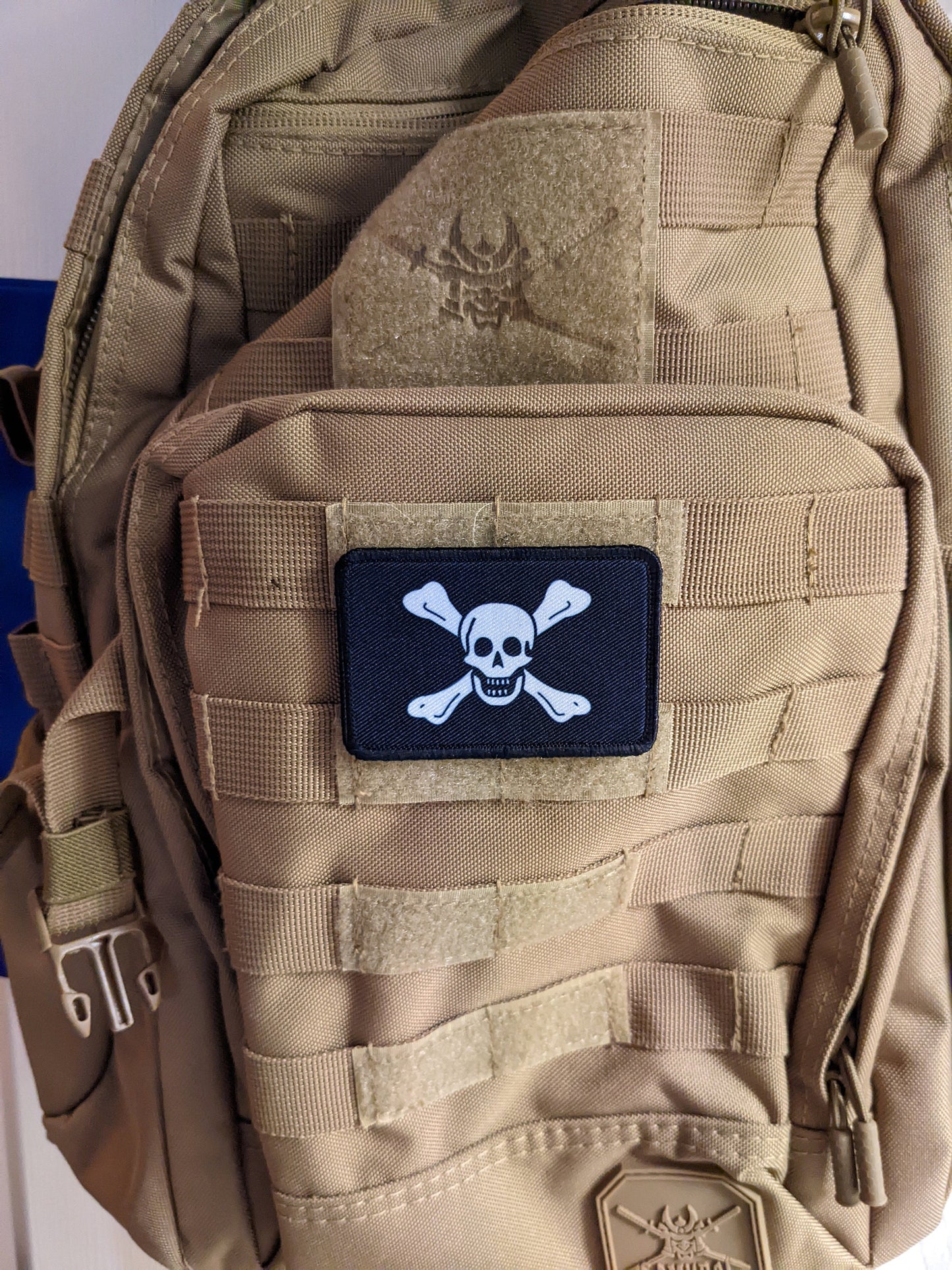 Richard Worley skull and crossbones  pirate flag pirate 2"x3" removable morale patch with hook and loop for hat