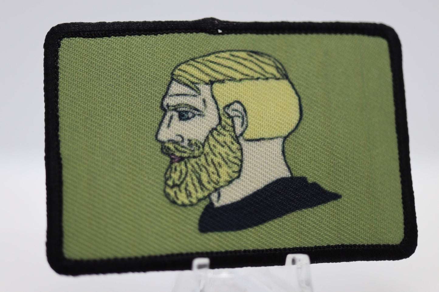 Bearded Chad Meme "yes" 2"x3" morale patch with hook and loop backing