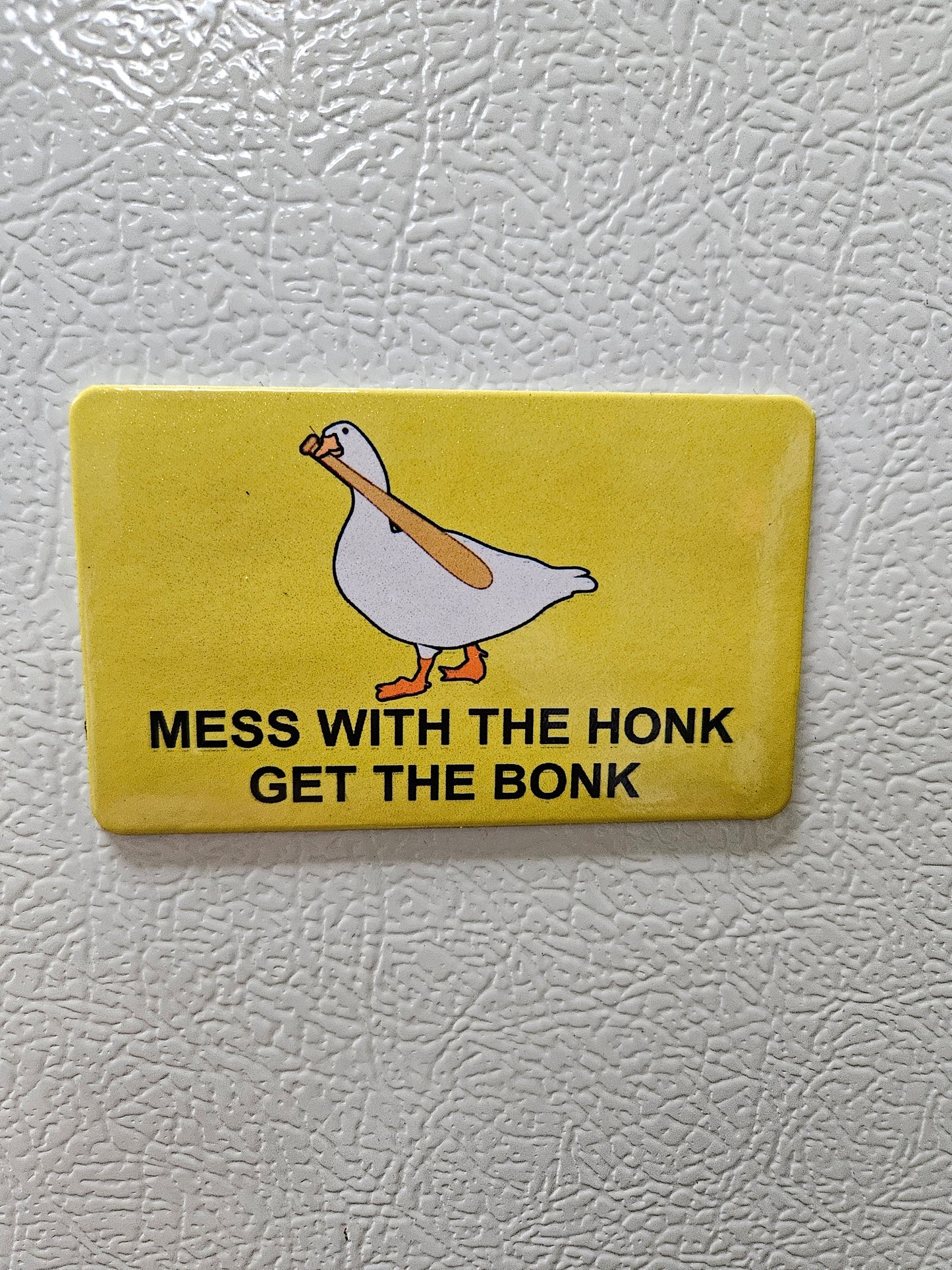 Funny mess with the honk get the bonk Gadsden flag parody fridge magnet x3.   2x3.5" dimensions