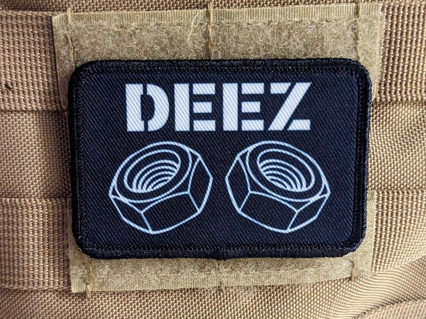 Deez nuts and bolts funny removable patch 2"x3" morale patch with hook and loop backing
