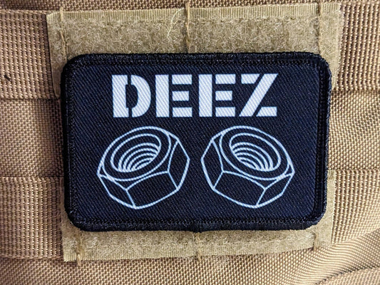 Deez nuts and bolts funny removable patch 2"x3" morale patch with hook and loop backing