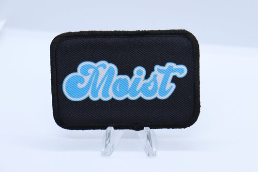moist just because someone you know hates this word removable patch 2"x3" morale patch with hook and loop backing
