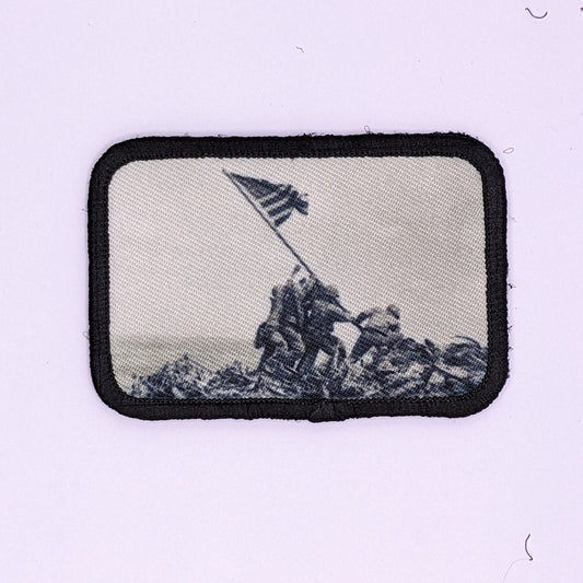 Iwo Jima flag raising US History world war II 2"x3" morale patch with hook and loop backing