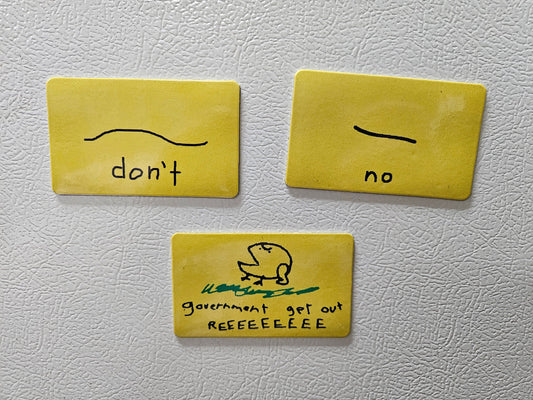 Combo three poorly drawn gadsden flag parody fridge magnets    2x3.5" dimensions