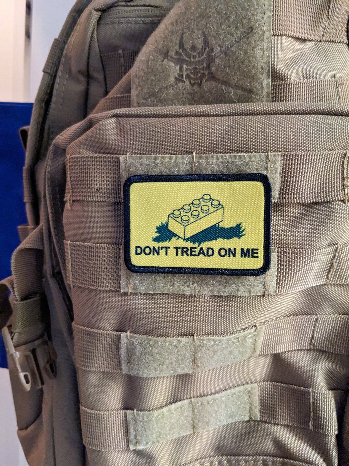 Don't tread on my brick joke Gadsden flag meme  2"x3" removable morale patch with hook and loop backing