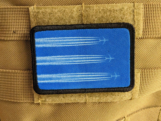 Chemtrails conspiracy humor joke 2"x3" morale patch with hook and loop backing