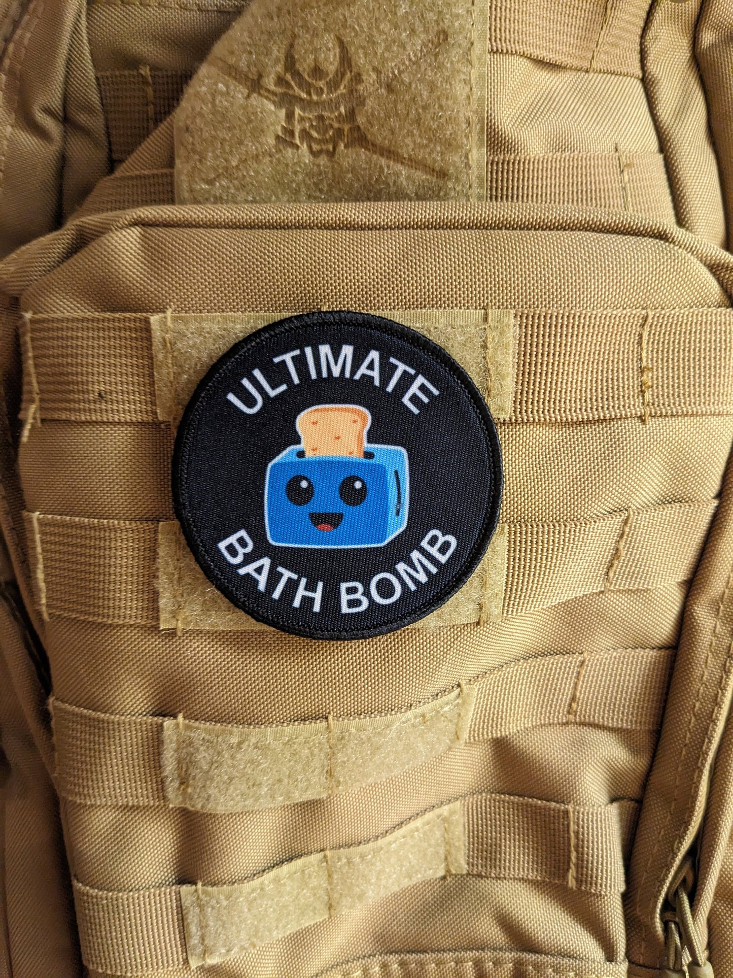Ultimate bath bomb toaster meme 3" circle removable morale patch with hook and loop backing