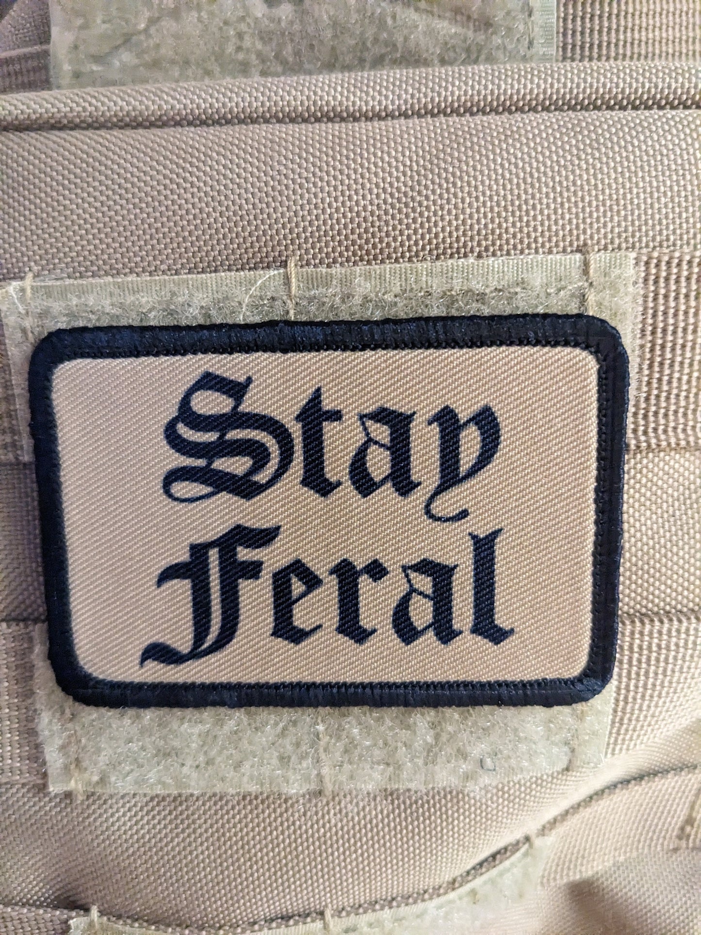 Feral girls and boys meme 2"x3" morale patch with hook and loop backing