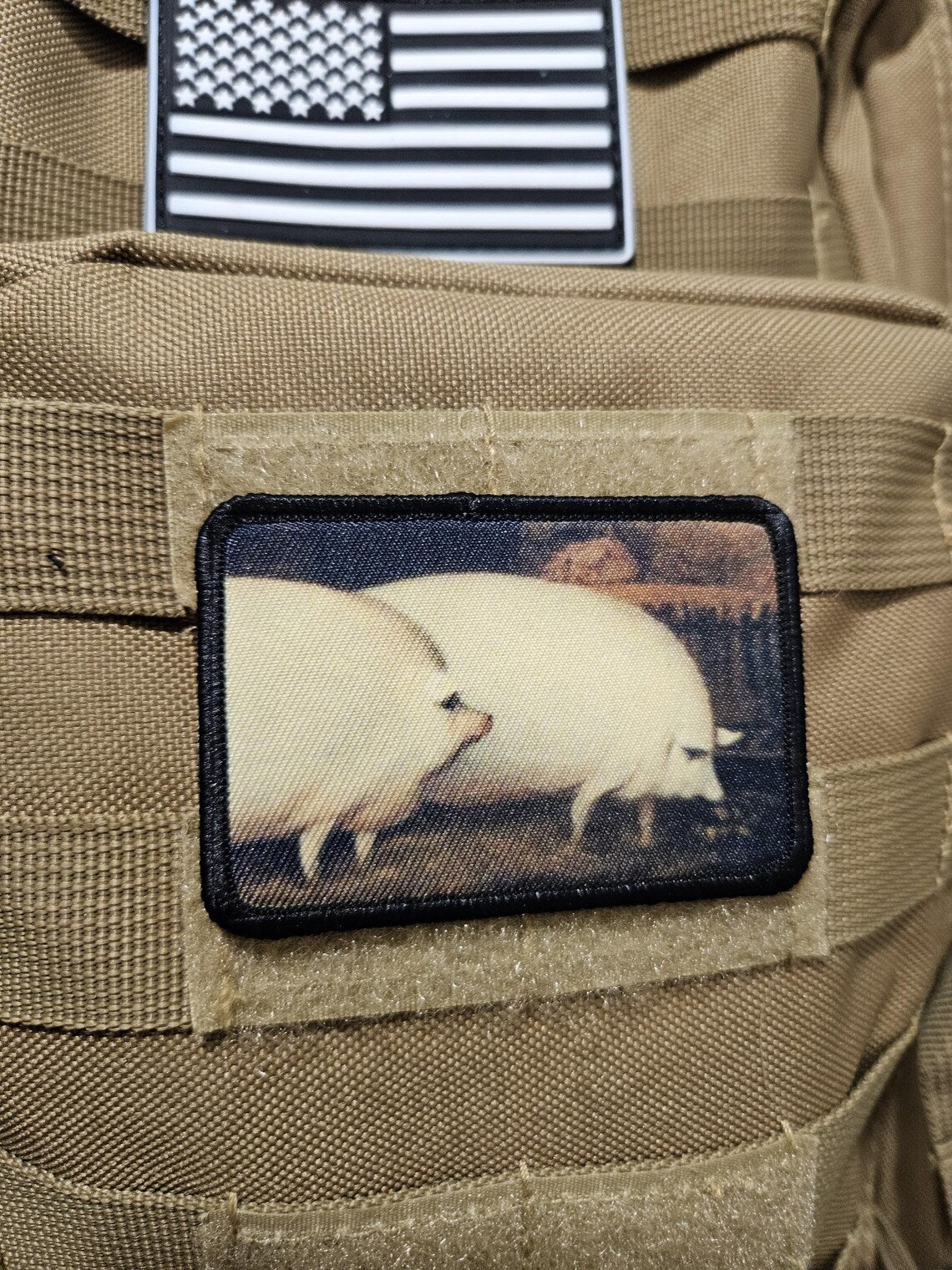 a pair of pigs brother may i have some oats meme  2"x3" removable morale patch with hook and loop backing