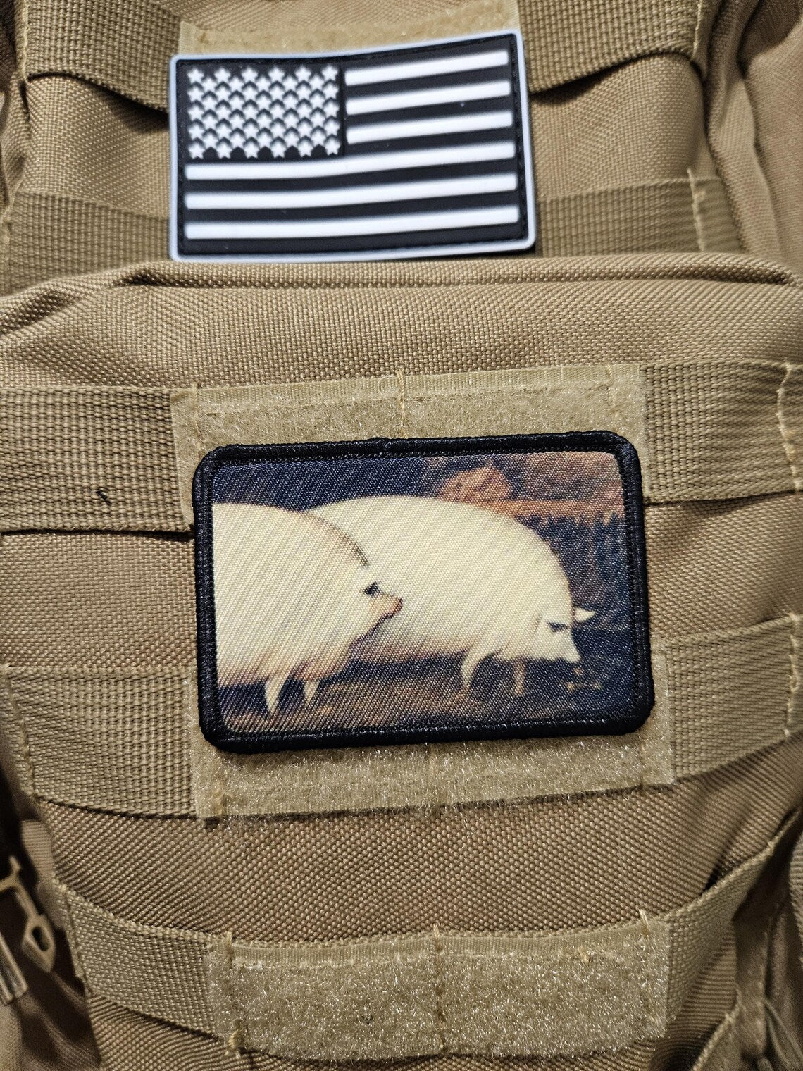 a pair of pigs brother may i have some oats meme  2"x3" removable morale patch with hook and loop backing