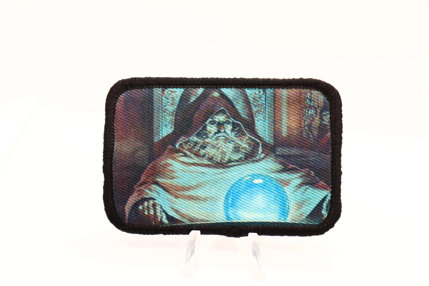 Pondering my Orb meme wizard 2"x3" morale patch with hook and loop backing black