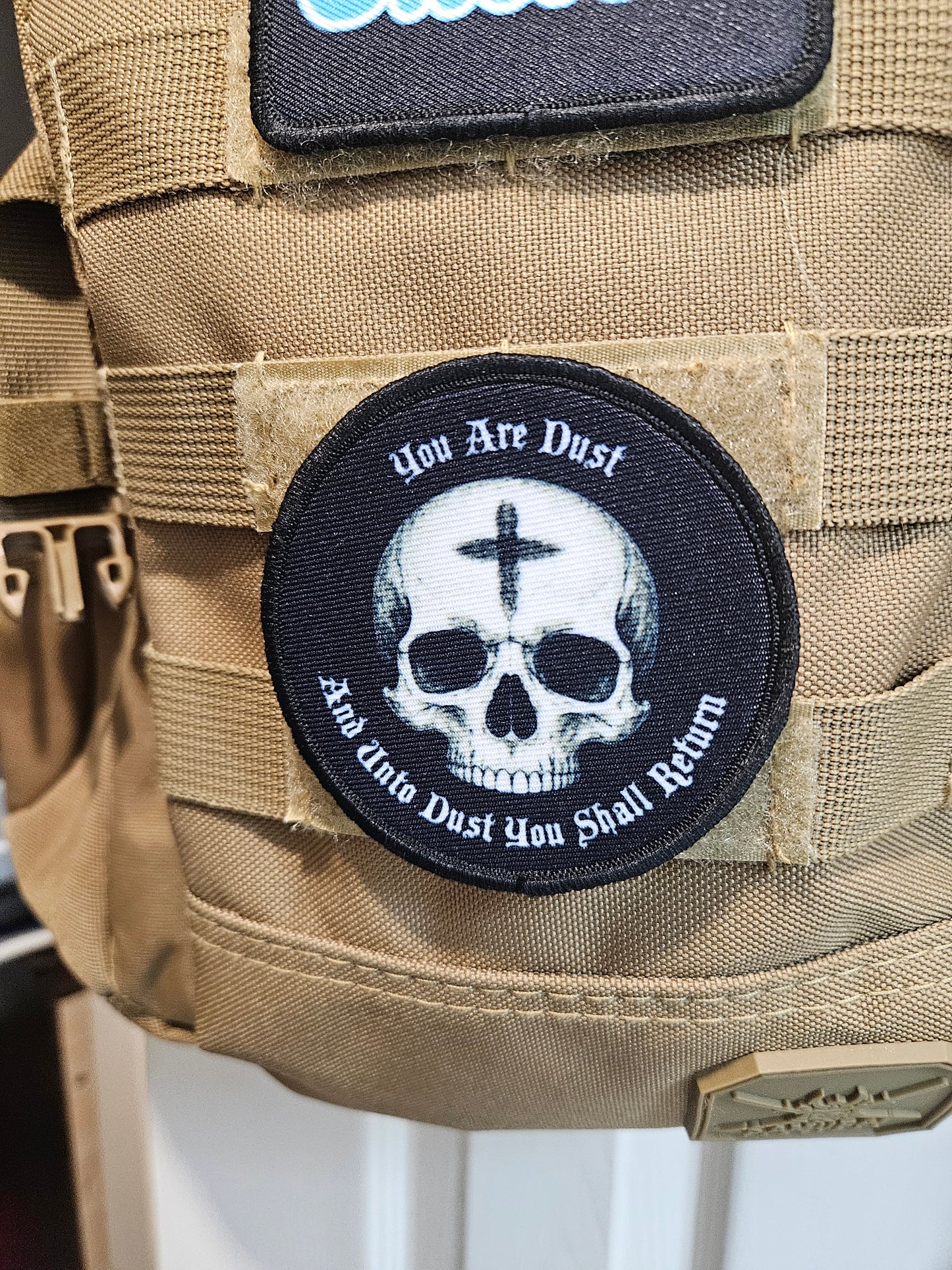 You are dust and unto dust you shall return Genesis 3:19 3" circle morale patch with hook and loop backing