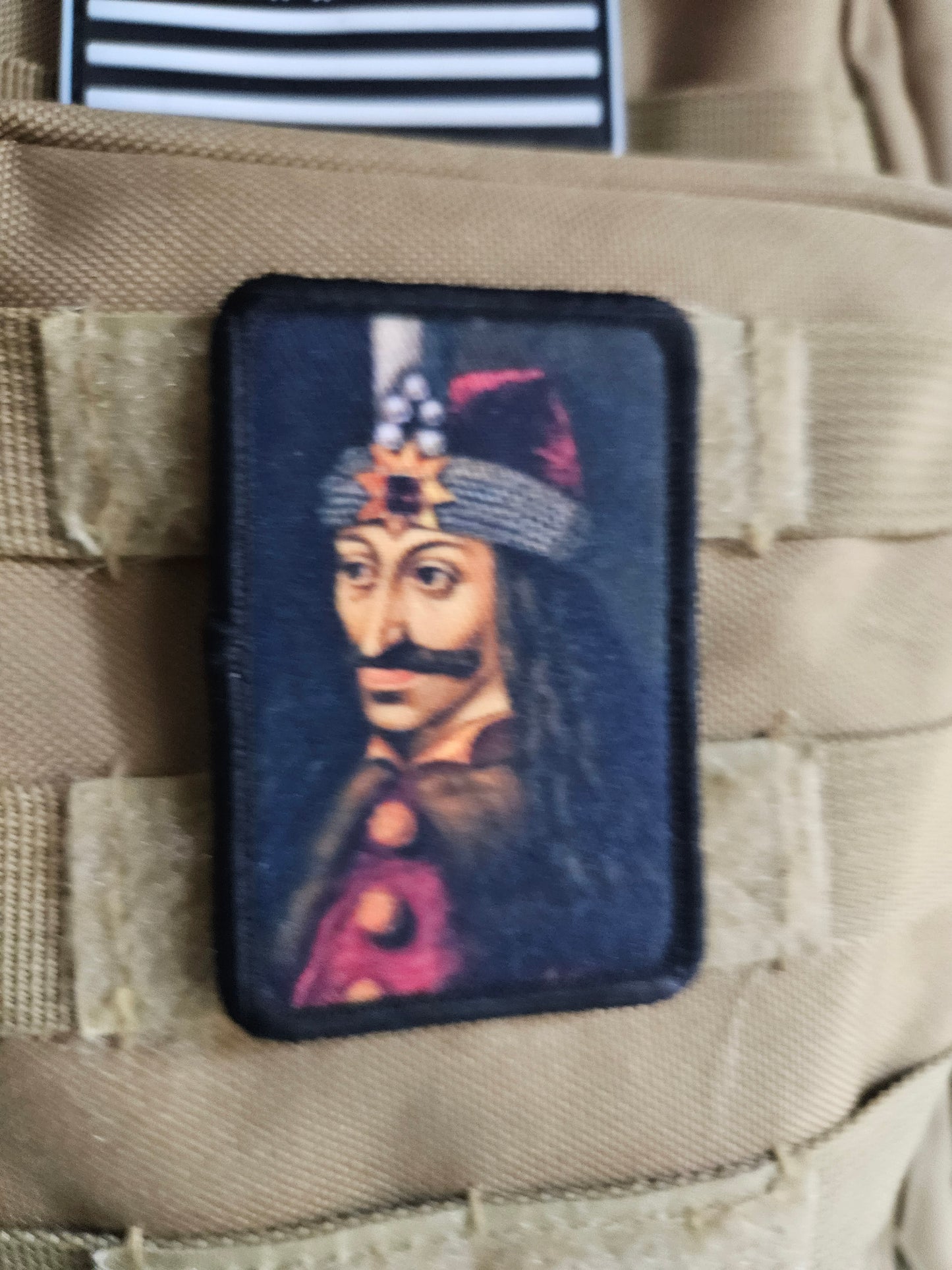 Vlad the impaler dracula tepes history 2"x3"  removable morale patch with hook and loop backing