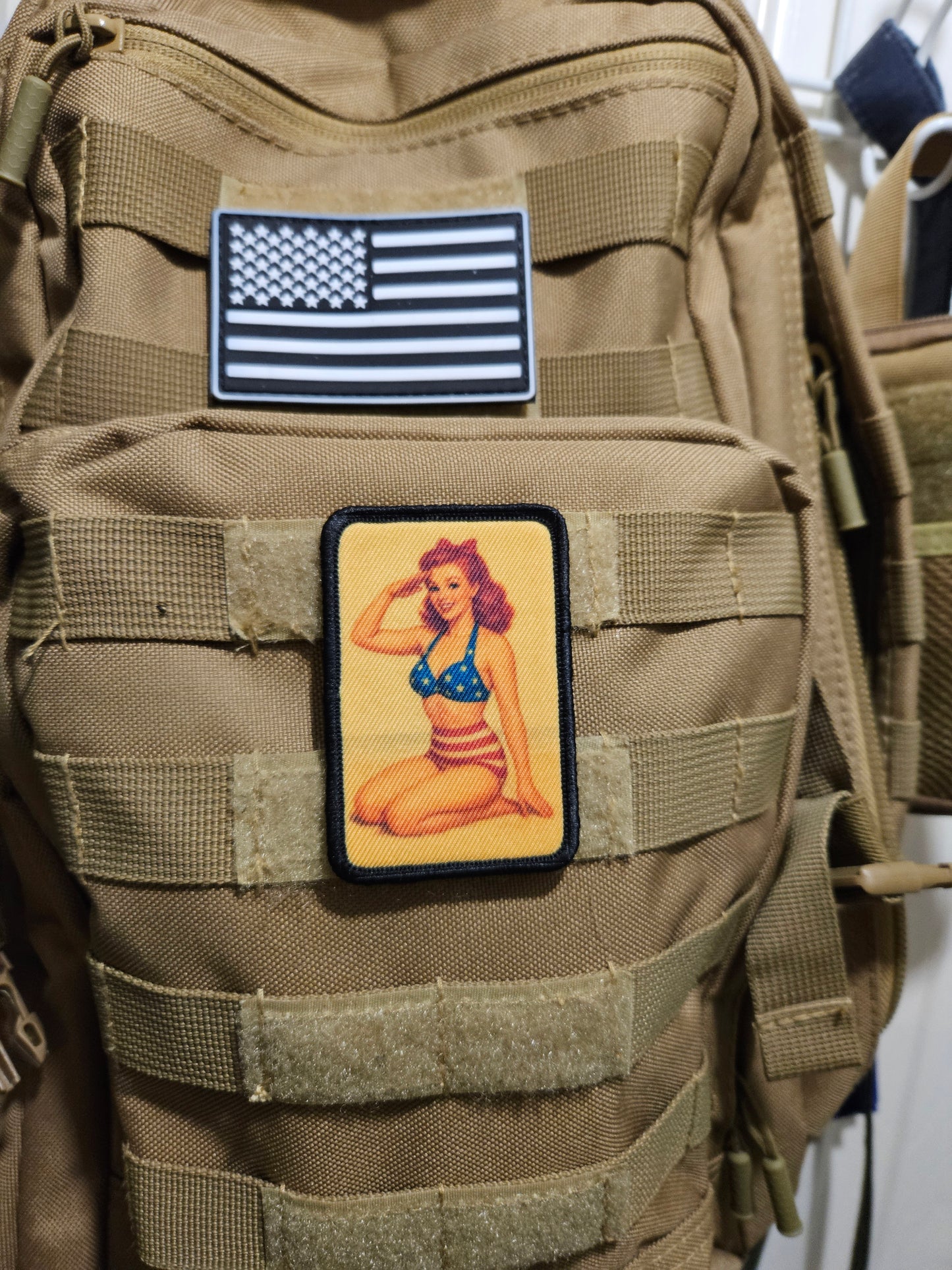 World War 2 wwii redhead pinup girl 2"x3" removable morale patch with hook and loop backing