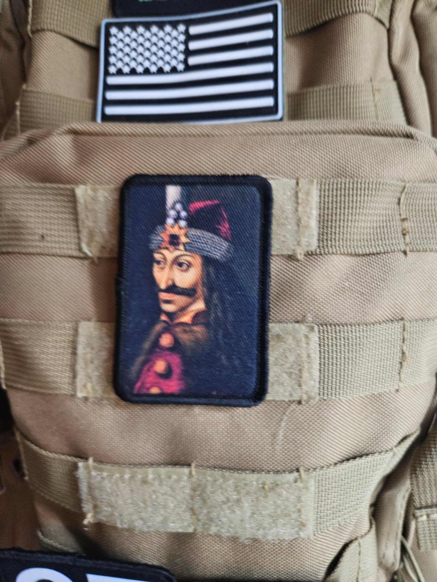 Vlad the impaler dracula tepes history 2"x3"  removable morale patch with hook and loop backing
