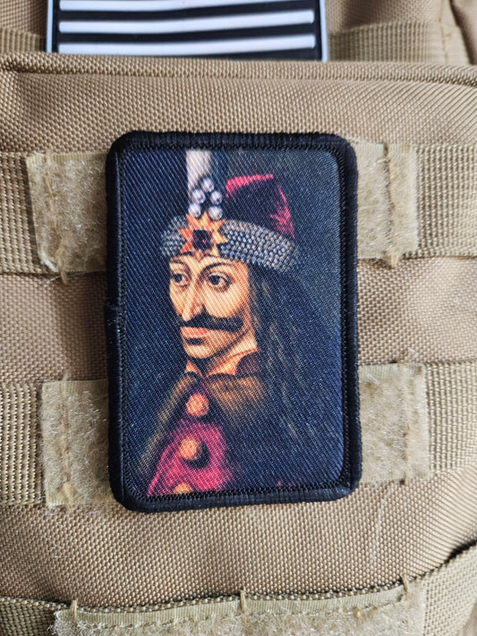 Vlad the impaler dracula tepes history 2"x3"  removable morale patch with hook and loop backing