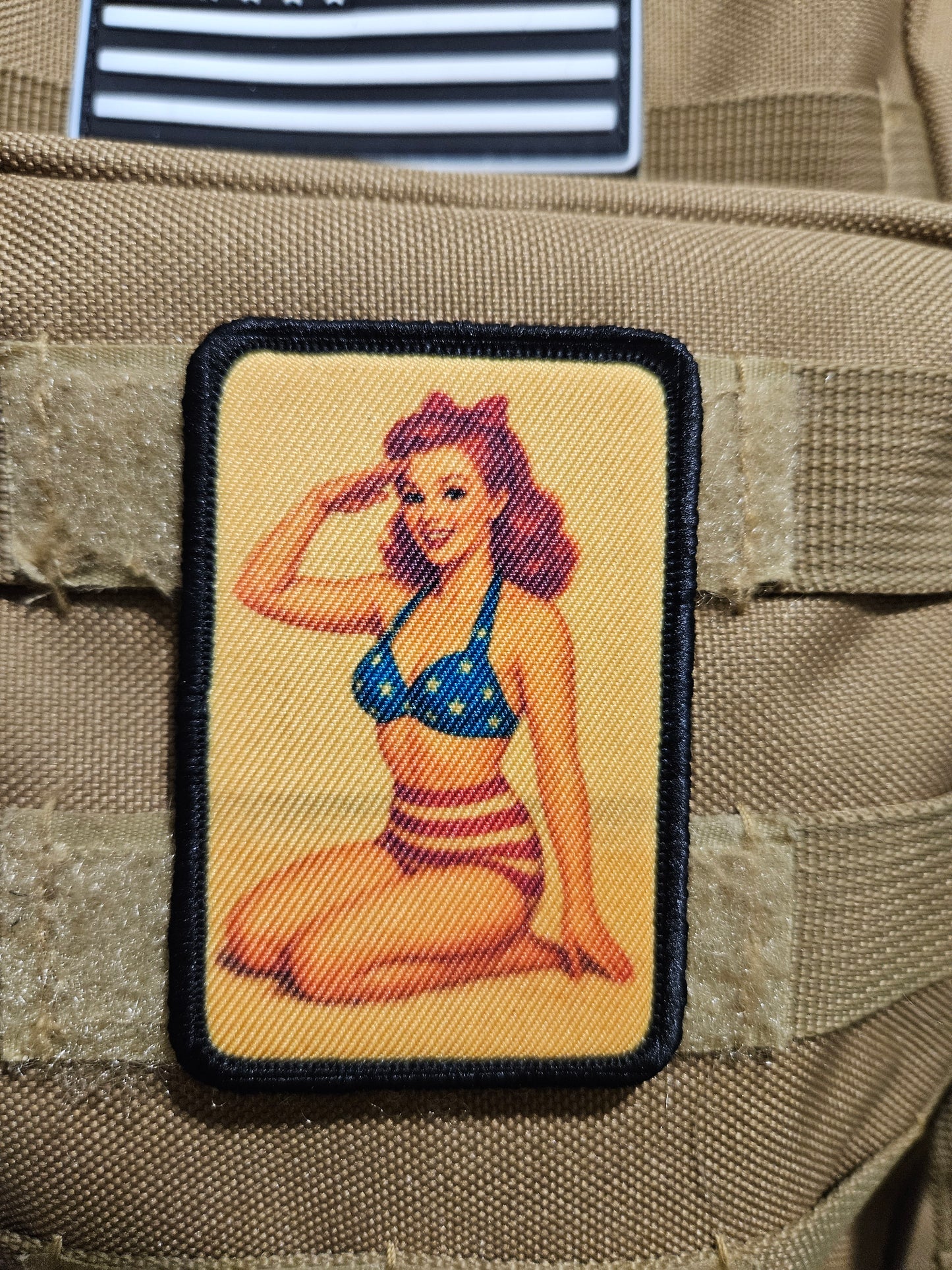 World War 2 wwii redhead pinup girl 2"x3" removable morale patch with hook and loop backing