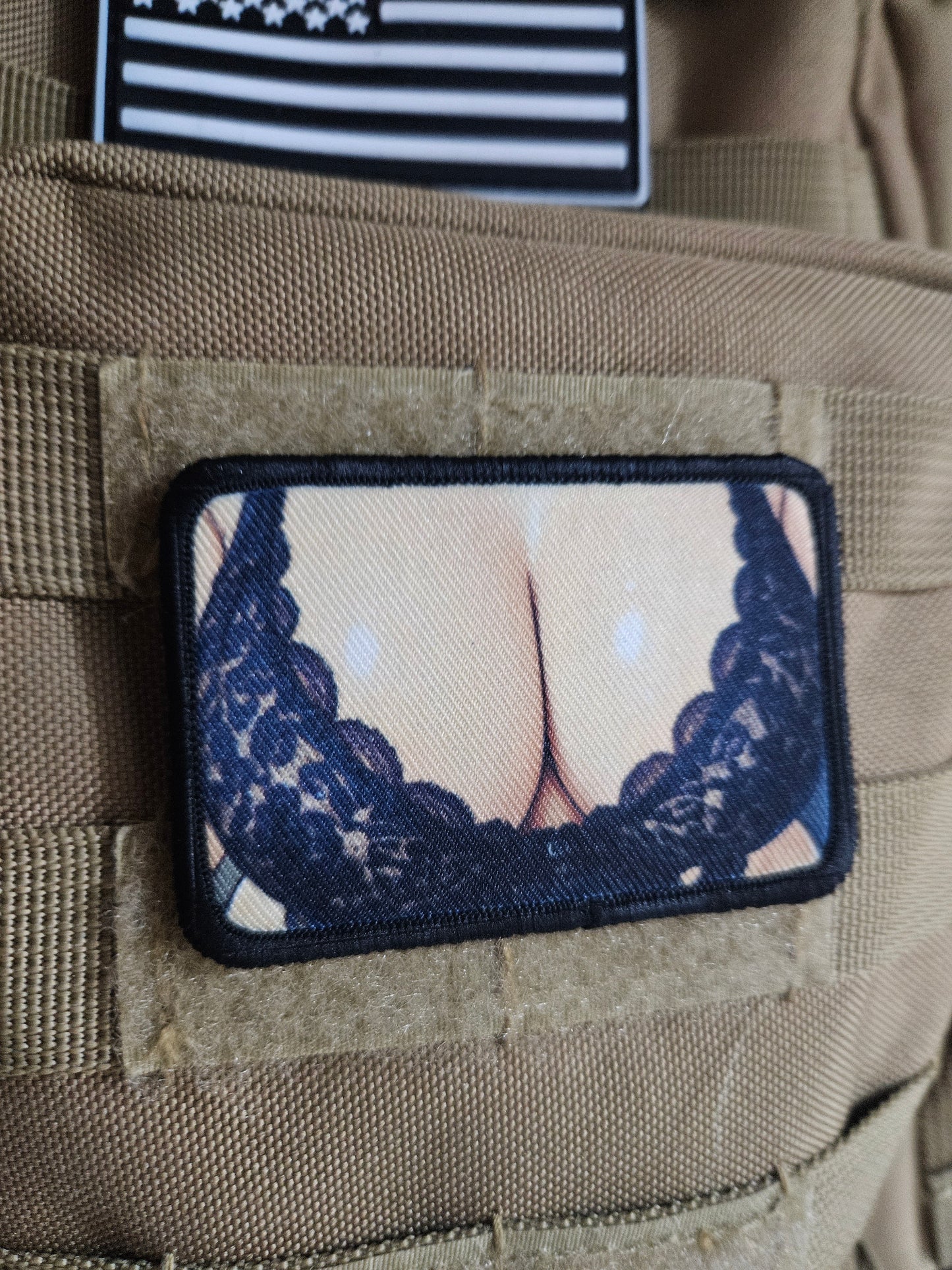 Anime goth chick boobs 2"x3"  removable morale patch with hook and loop backing