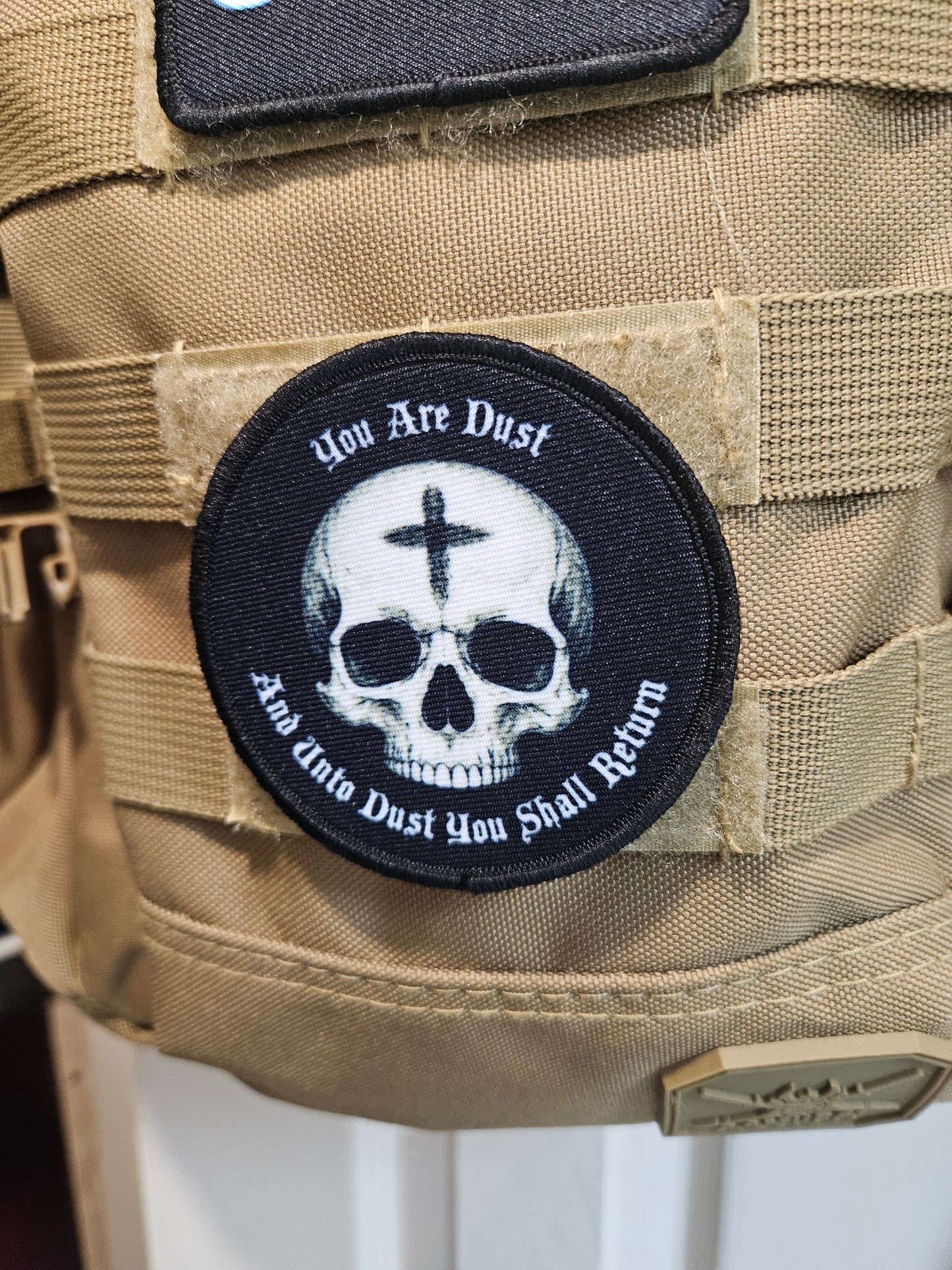 You are dust and unto dust you shall return Genesis 3:19 3" circle morale patch with hook and loop backing