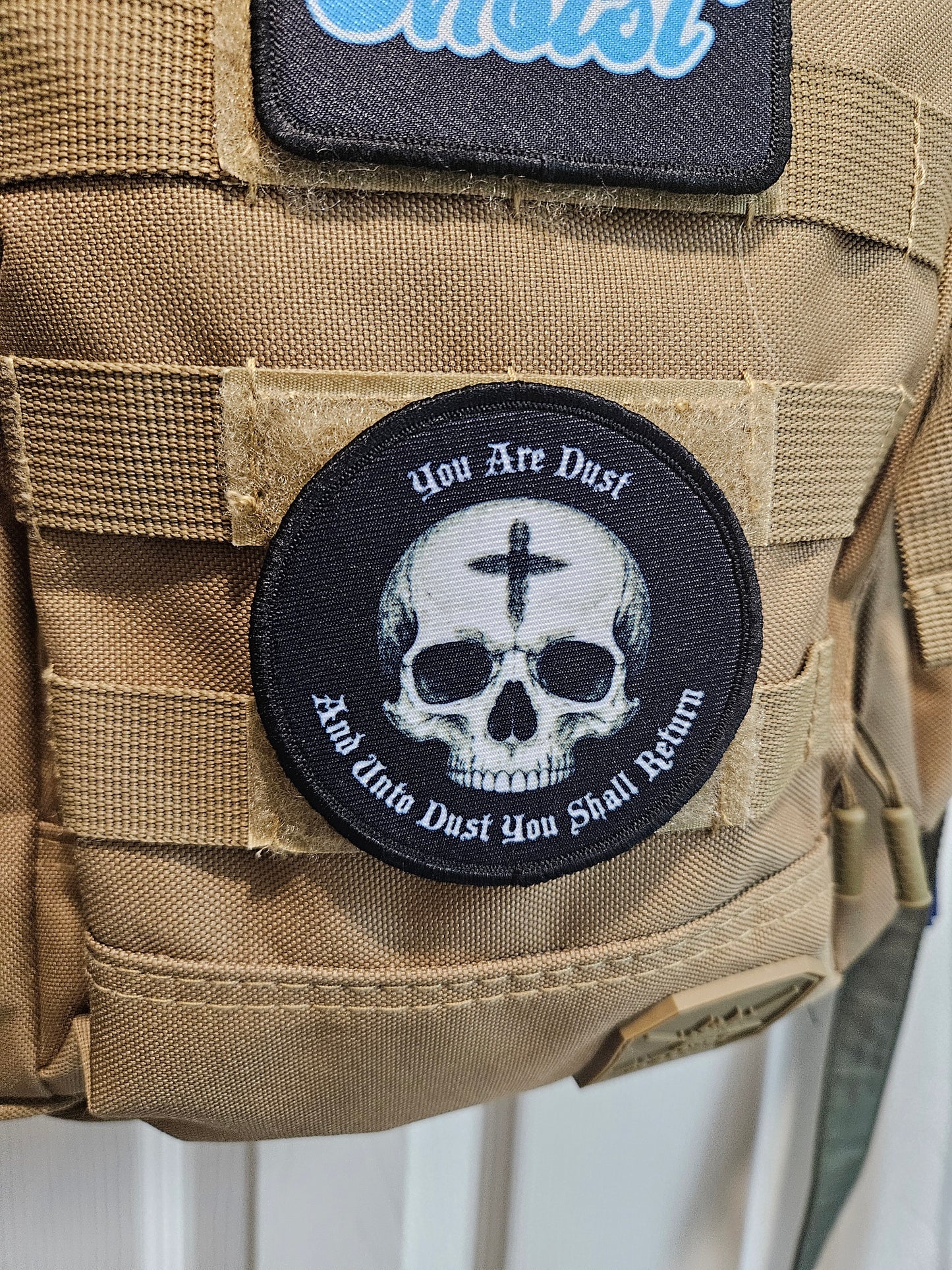 You are dust and unto dust you shall return Genesis 3:19 3" circle morale patch with hook and loop backing