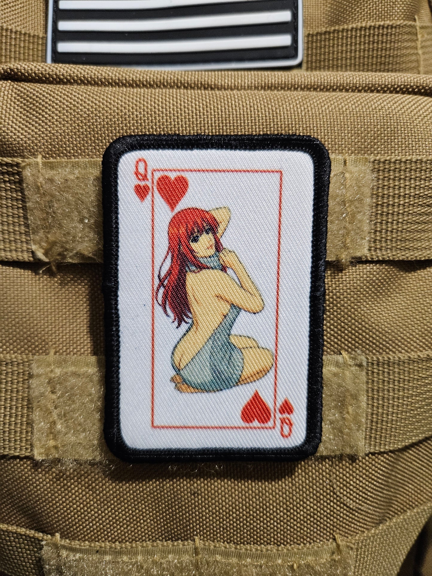 Sexy queen of hearts virgin killer sweater waifu 2"x3" removable morale patch with hook and loop backing anime