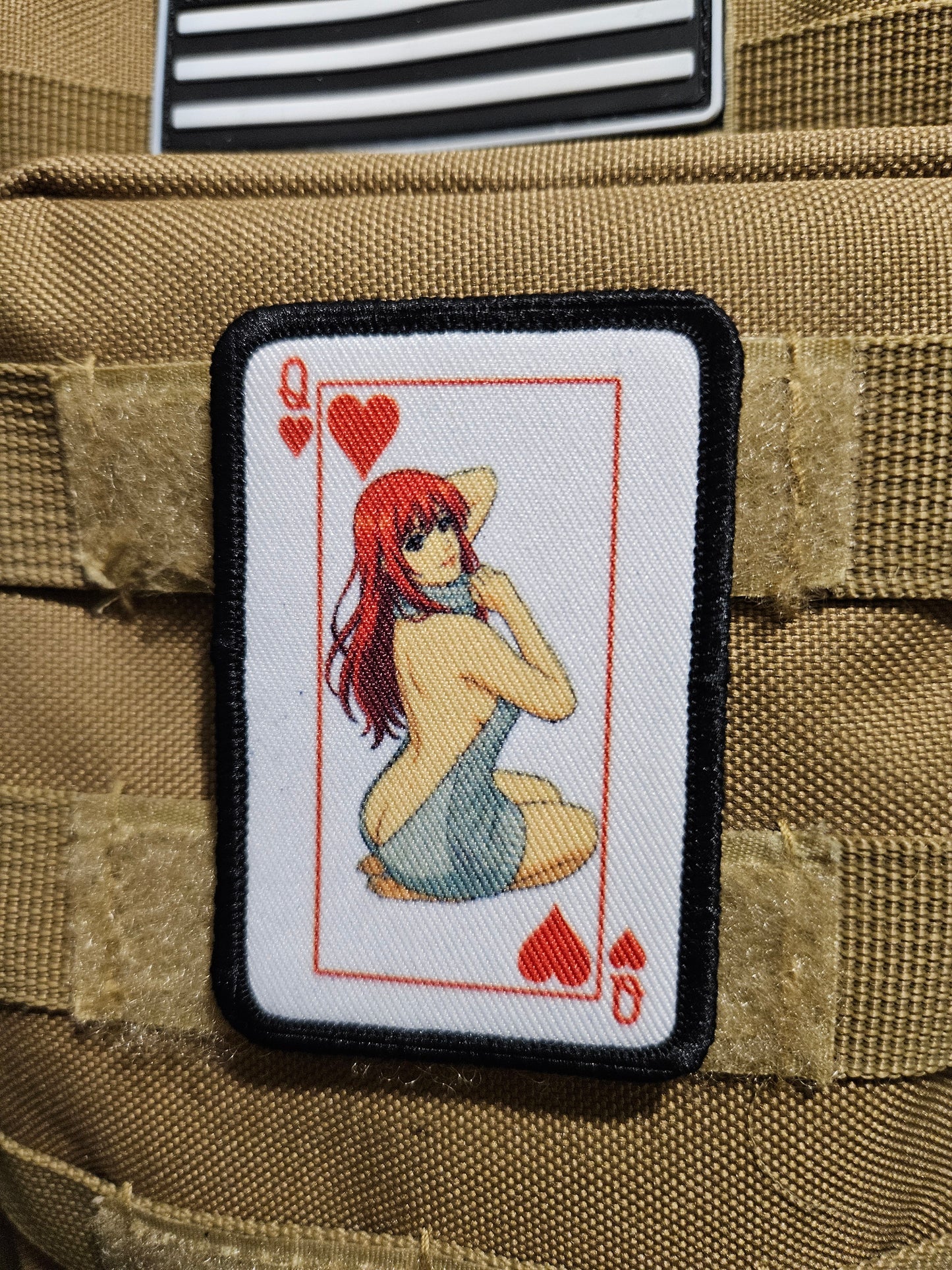 Sexy queen of hearts virgin killer sweater waifu 2"x3" removable morale patch with hook and loop backing anime