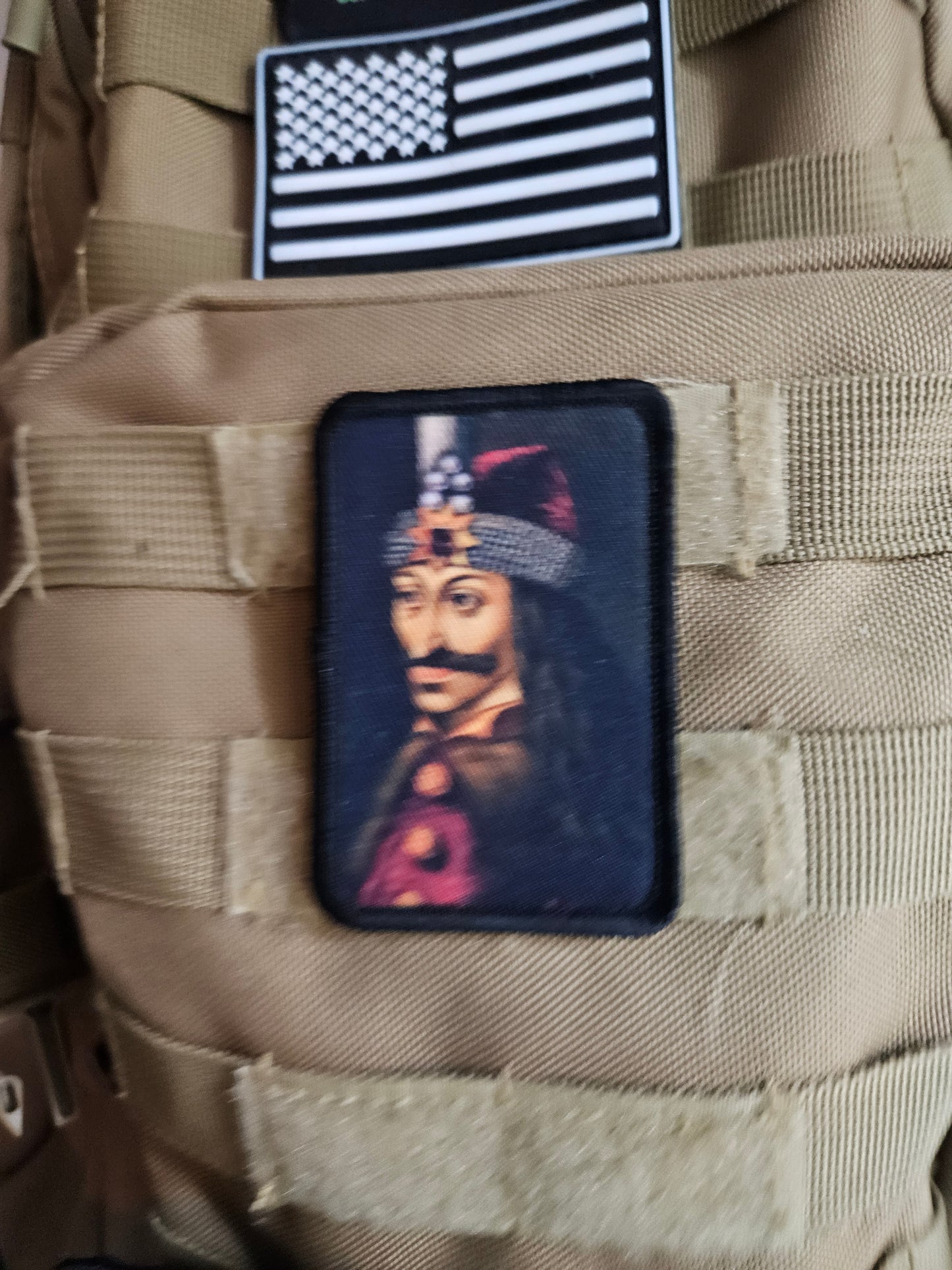 Vlad the impaler dracula tepes history 2"x3"  removable morale patch with hook and loop backing