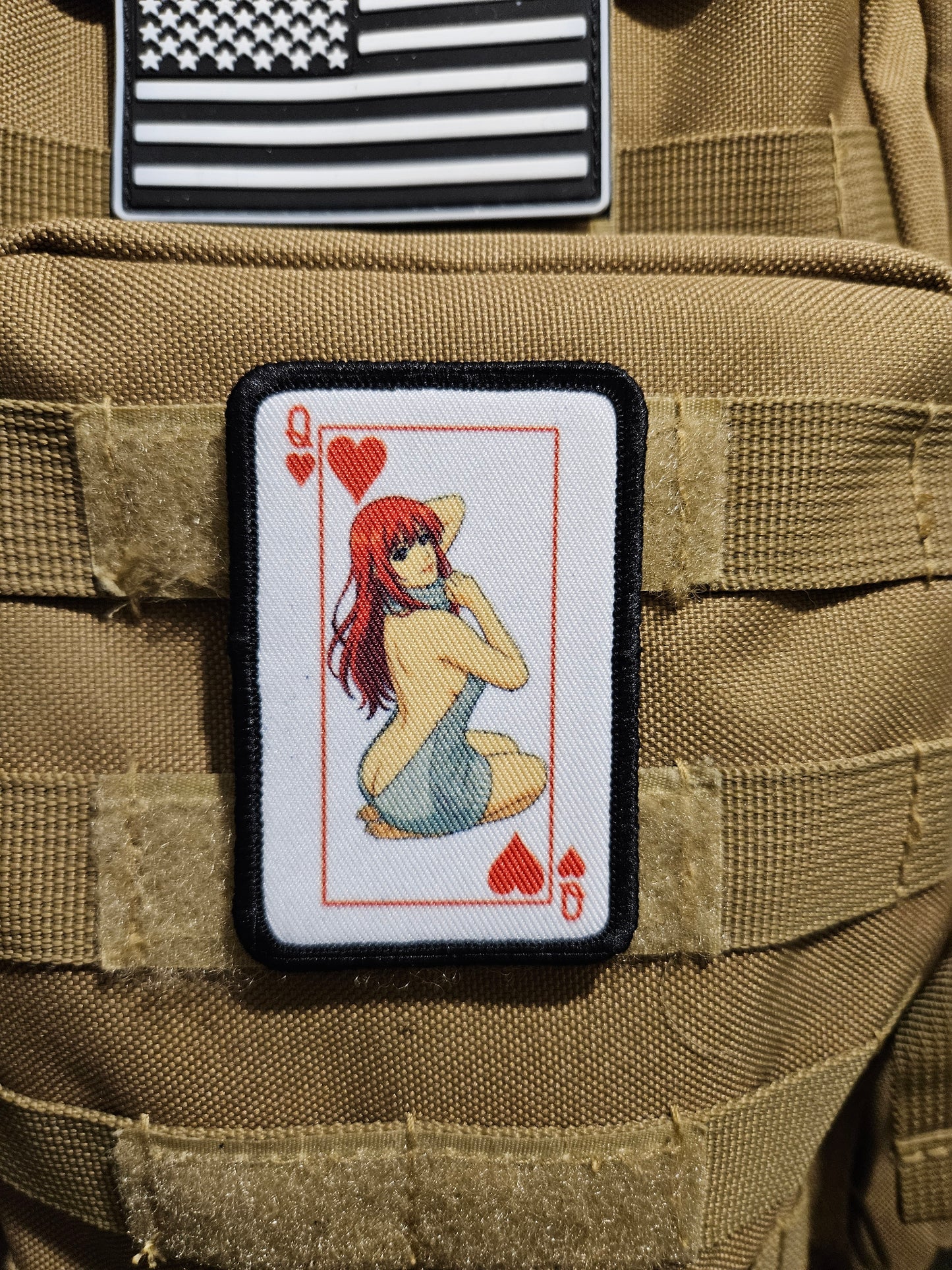 Sexy queen of hearts virgin killer sweater waifu 2"x3" removable morale patch with hook and loop backing anime